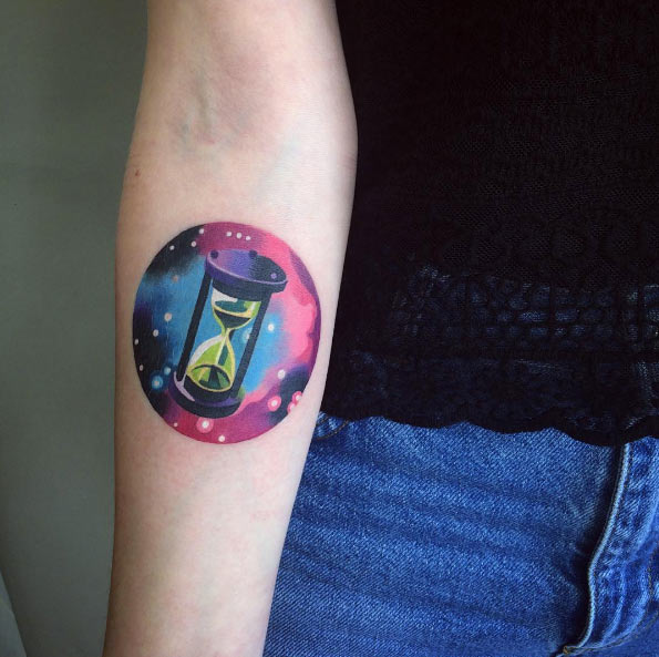 595x593 Watercolor Hourglass Tattoo - Hourglass Watercolor Tattoo