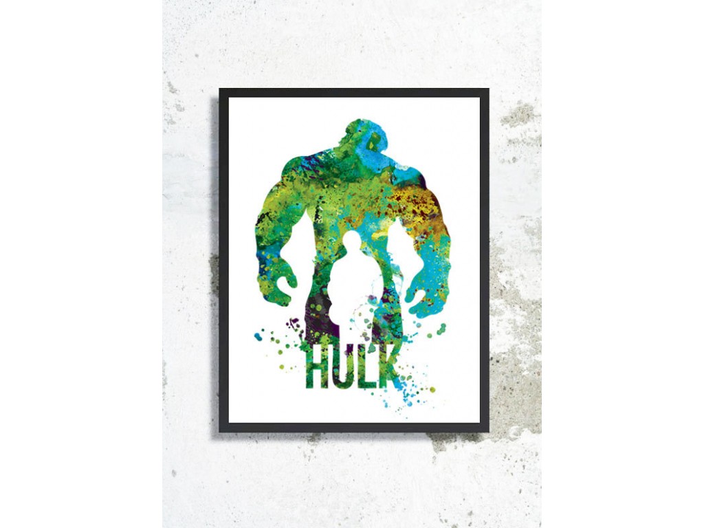 1024x768 Hulk Watercolor Art Print Avengers Poster Hulk Painting Boy Room - Hulk Watercolor