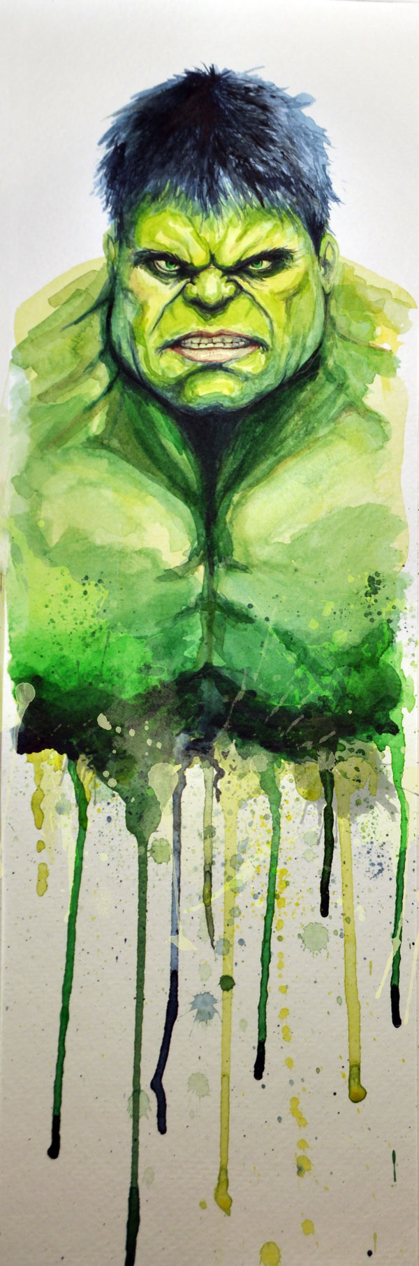 600x1811 Hulk Watercolor By David Kraig Trampt Library - Hulk Watercolor