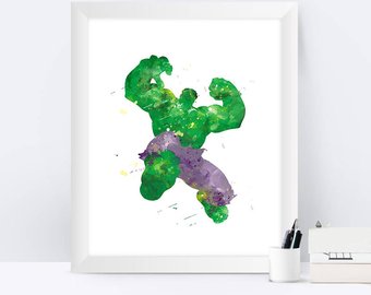 340x270 Hulk Print Avengers Watercolor Poster Marvel Printable Hulk - Hulk Watercolor
