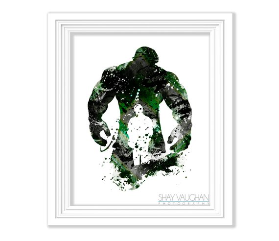 570x492 The Hulk Watercolor Print Superhero Art Painting Home Decor Etsy - Hulk Watercolor