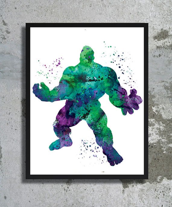 570x685 Avengers Hulk Watercolor Art Print Movie Marvel Poster Hero - Hulk Watercolor