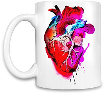 355x323 Watercolor Human Heart Unique Coffee Mug 11oz - Human Heart Watercolor