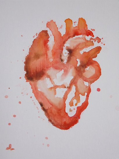 410x550 Watercolor Human Heart Posters By Andlynfro Redbubble - Human Heart Watercolor