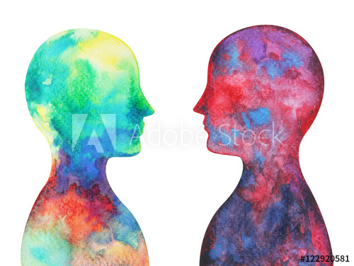 500x376 Human Head, Chakra Power, Inspiration Abstract Thought, World - Human Watercolor