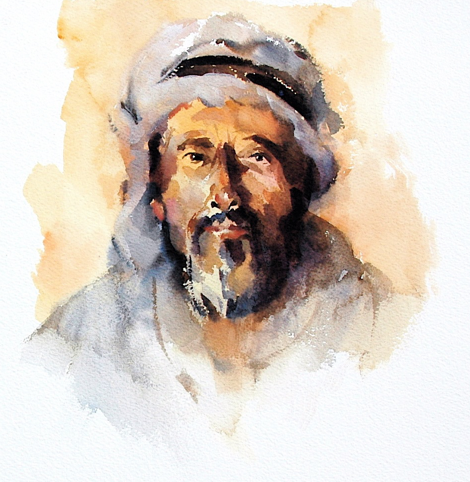 945x969 Arab Study 1 Watercolour By International Artist Trevor Waugh - Human Watercolor