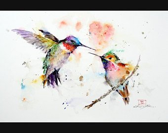 340x270 Hummingbird Watercolor Etsy - Hummingbird Art Watercolor