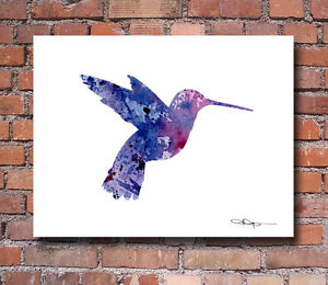 300x260 Purple Hummingbird Abstract Watercolor Painting Art Print By - Hummingbird Art Watercolor