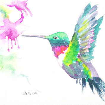 354x354 Shop Watercolor Paintings Of Hummingbirds On Wanelo - Hummingbird Art Watercolor