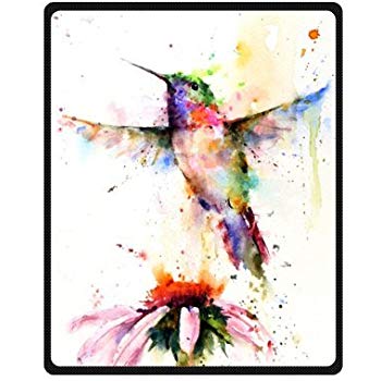 350x350 Watercolor Hummingbird Art Soft Fleece Blankets And - Hummingbird Art Watercolor