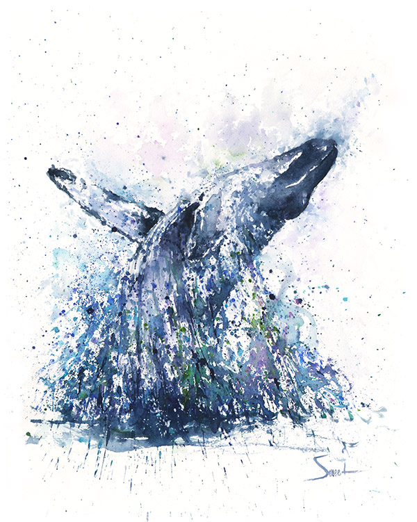 600x751 Humpback Whale Watercolor Print Watercolor Animal Paintings - Humpback Whale Watercolor