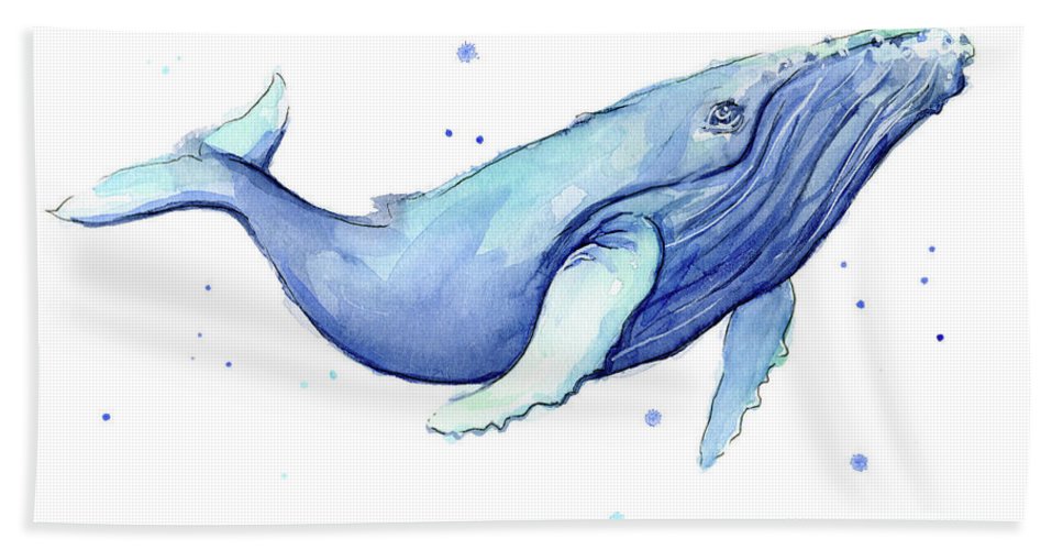 967x500 Whale Watercolor Humpback Beach Towel For Sale By Olga Shvartsur - Humpback Whale Watercolor