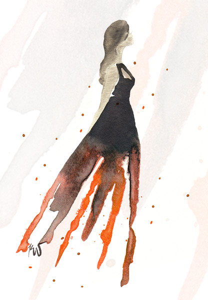 416x600 The Chariot Dress - Hunger Games Watercolor