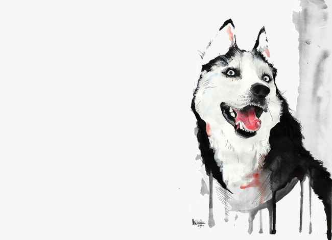 650x471 Hand Painted Husky, Dog, Watercolor, Minimalism Png Image And - Husky Watercolor