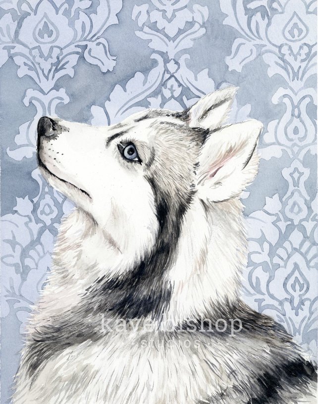 642x817 Husky Painting Husky Painting Husky Watercolor Husky Art Etsy - Husky Watercolor