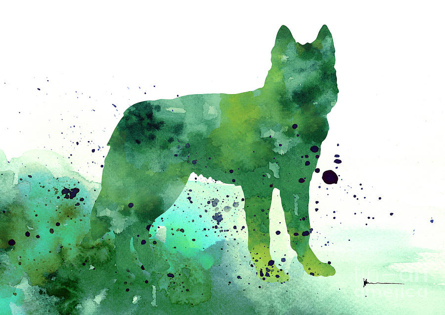 900x636 Siberian Husky Dog Silhouette Watercolor Art Print Painting - Husky Watercolor