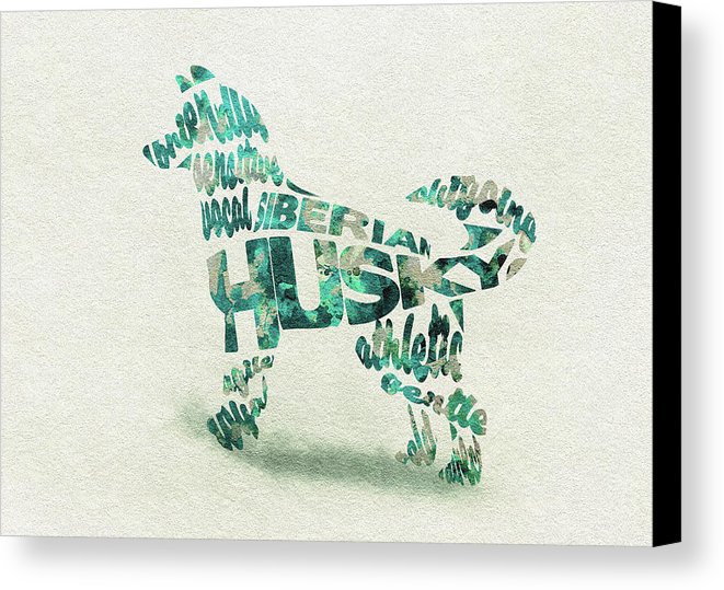 661x539 Siberian Husky Watercolor Painting Typographic Art Canvas Print - Husky Watercolor