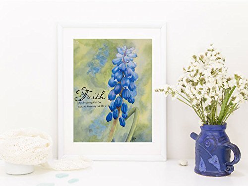 500x375 Christian Home Decor, Bible Verse Print, Grape - Hyacinth Watercolor