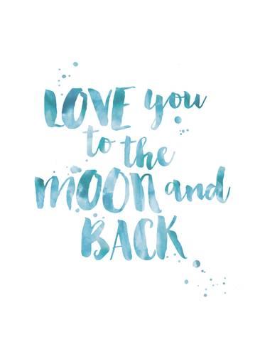 366x488 Love You To Moon Back Watercolor Blue Art By Amy Brinkman - I Love You Watercolor