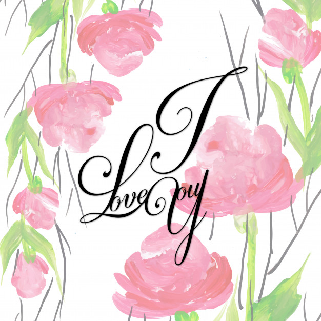 626x626 Watercolor Floral Valentine I Love You Background Vector Free - I Love You Watercolor