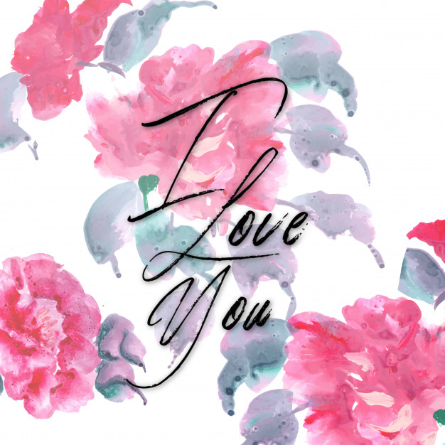 626x626 Watercolor Floral Valentine I Love You Background Vector Premium - I Love You Watercolor