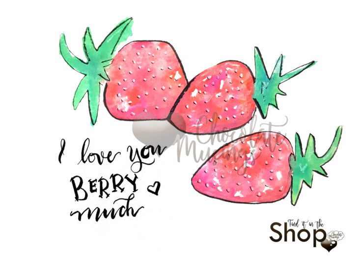 735x525 Watercolor Strawberry - I Love You Watercolor