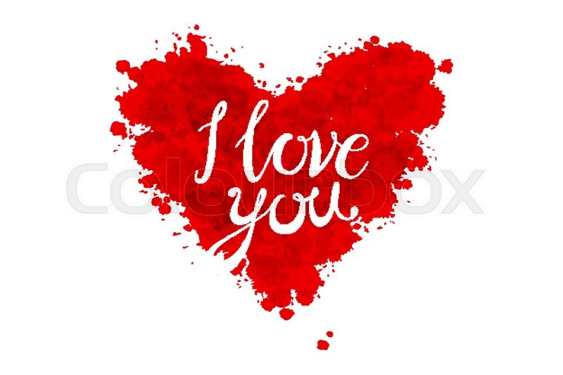800x533 Watercolor Valentines Day Heart Lettering I Love You In Pink, Red - I Love You Watercolor