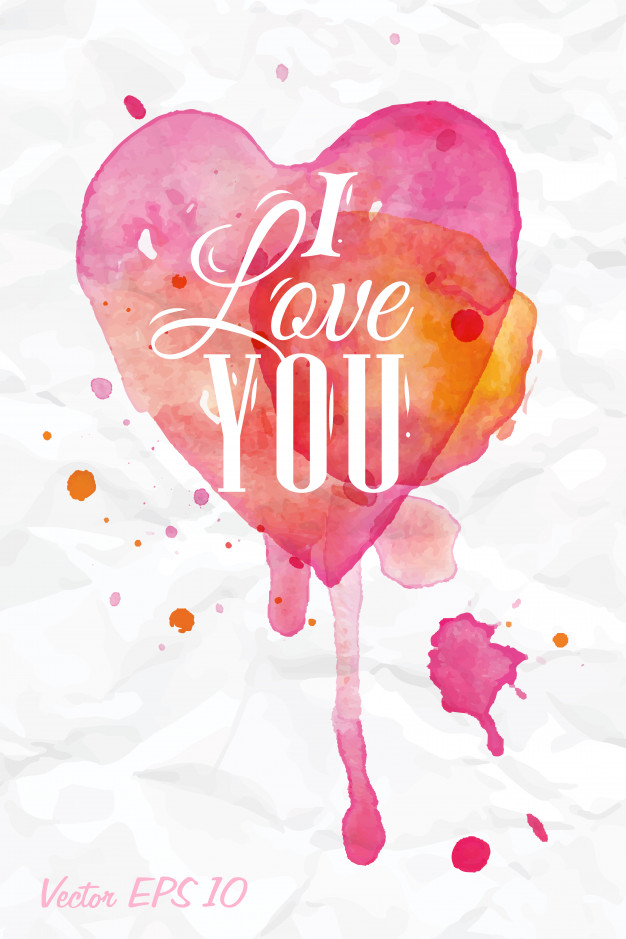 626x939 Watercolor Drops I Love You Vector Premium Download - I Love You Watercolor