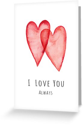 277x415 I Love You Always Red Watercolor Hearts Greeting Cards By - I Love You Watercolor