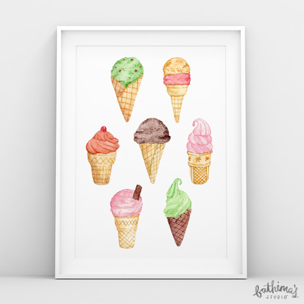 Ice Cream Watercolor