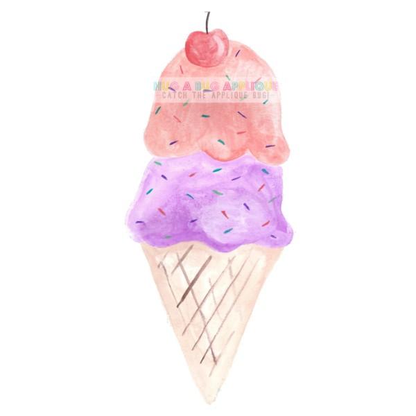 600x600 Ice Cream Watercolor Clipart Hug A Bug Applique - Ice Cream Watercolor