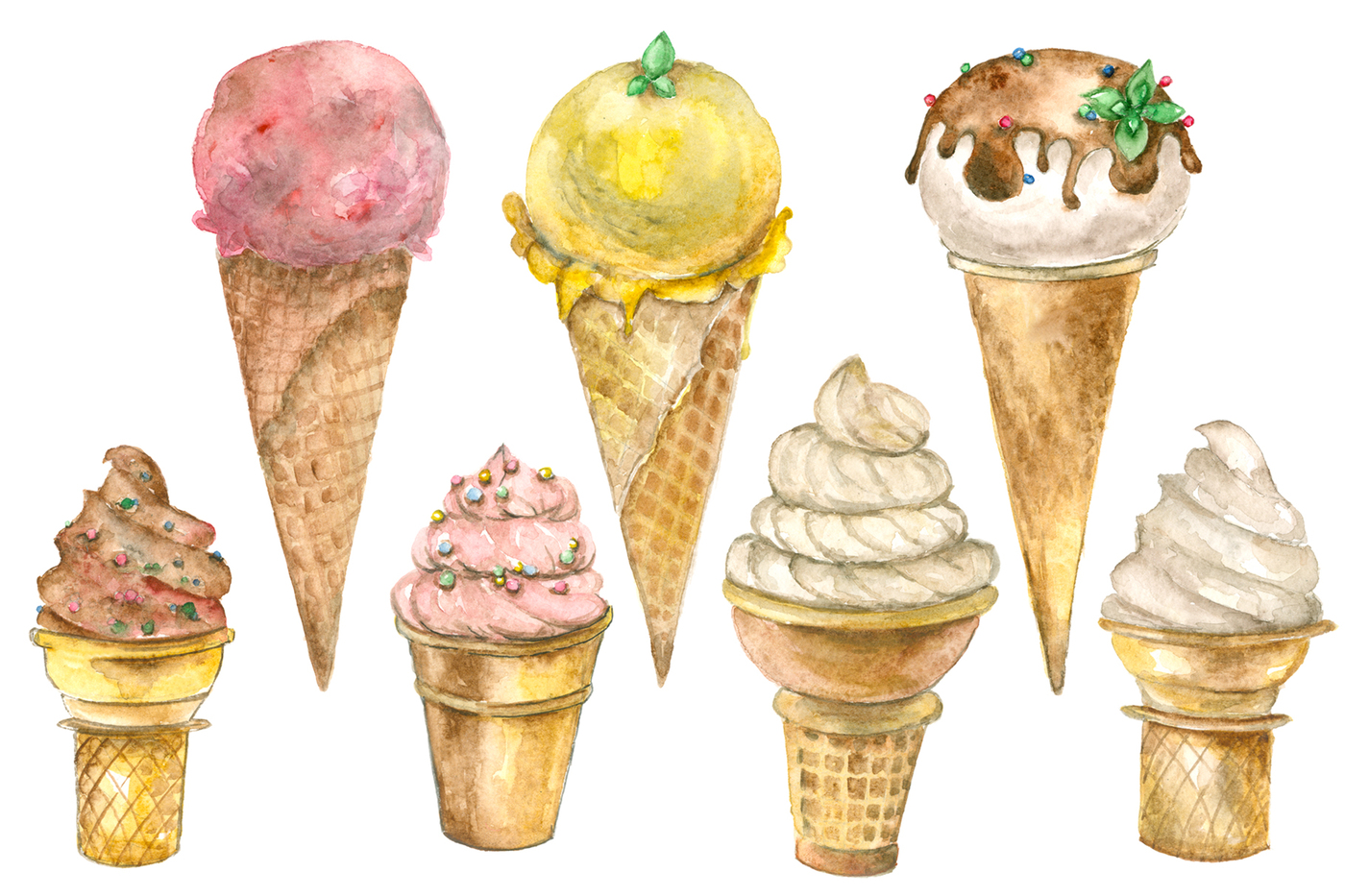 1400x933 Ice Cream Watercolor By Ivan Feoktistov - Ice Cream Watercolor