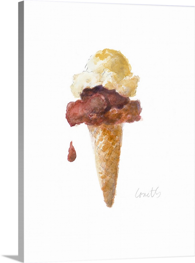 743x1000 Watercolor Ice Cream Cone I Wall Art, Canvas Prints, Framed Prints - Ice Cream Watercolor