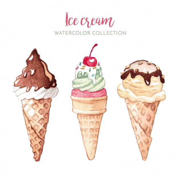 626x626 Watercolor Illustration Of Ice Cream Vector Free Download - Ice Cream Watercolor