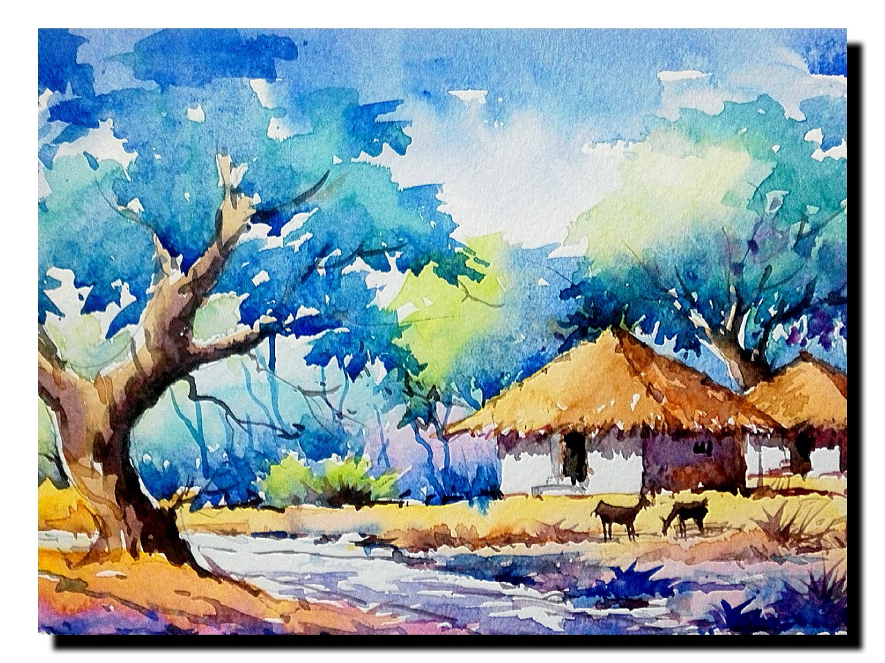 1280x960 Landscape Paintings By Indian Artists Indian Watercolour - Images Of Landscape Watercolor Paintings