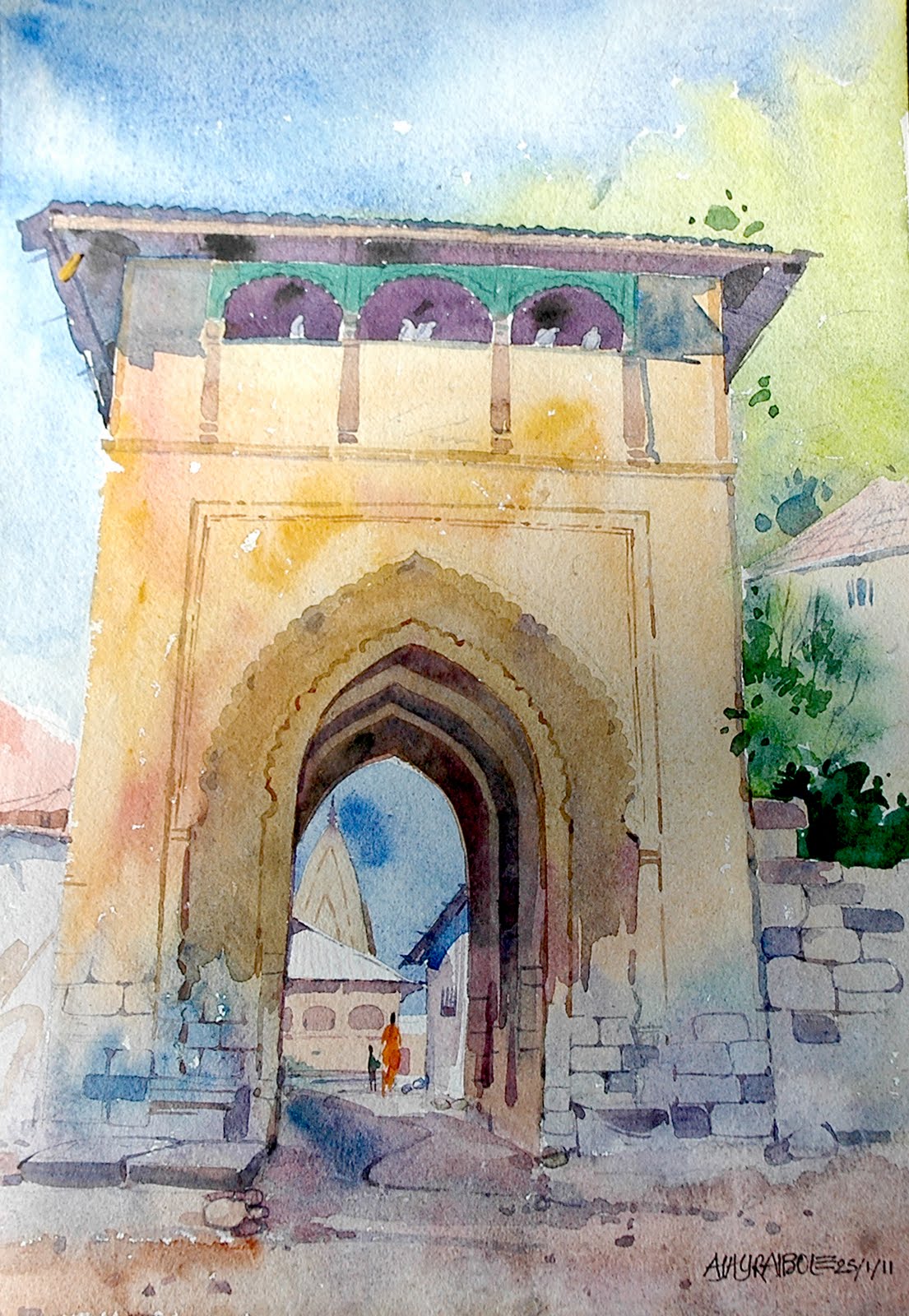 1105x1600 Artists Of India Watercolor Landscape Ajay Raibole - Images Of Landscape Watercolor Paintings