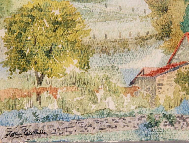 768x581 Impressionist Watercolor Painting , French Landscape For Sale - Impressionist Watercolor