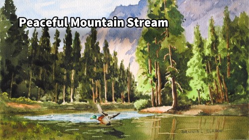 500x281 How To Paint A Peaceful Mountain Stream In Watercolor Online Art - In Watercolor