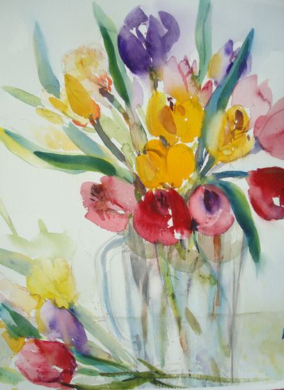408x559 How To Paint Glowing Tulips In Watercolor 15 Steps - In Watercolor