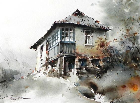 564x416 Incredible Watercolor Landscape Painting By Corneliu Dragan - Incredible Watercolor Paintings