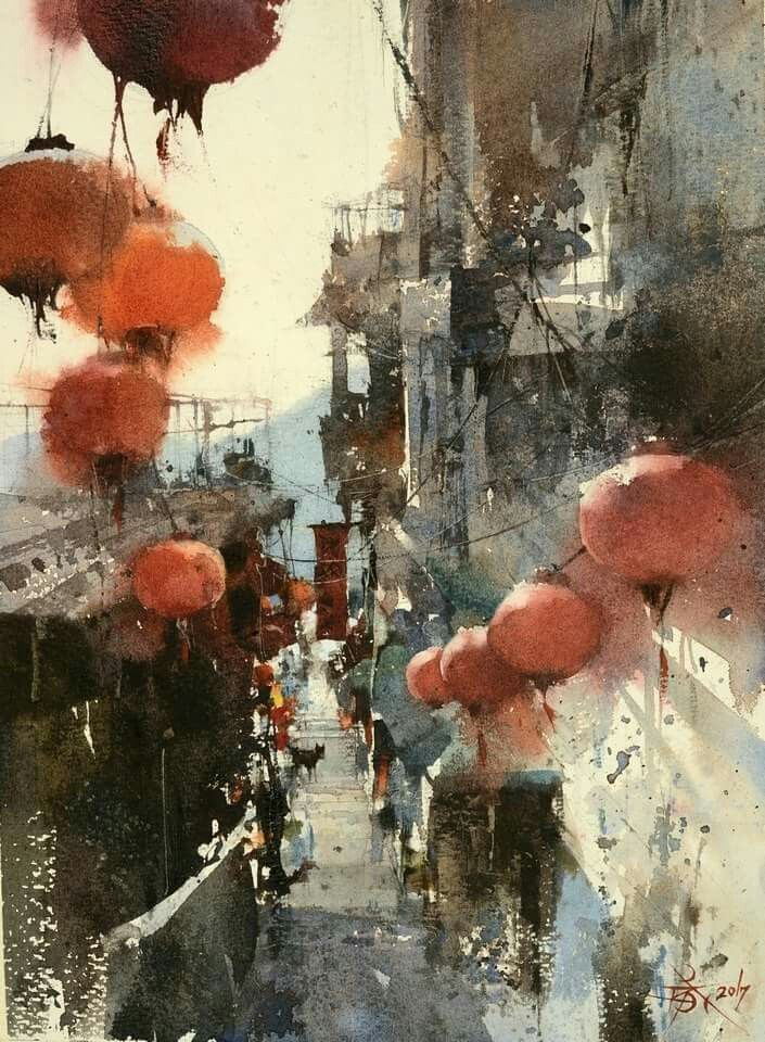 705x960 Incredible Watercolor Painting Of A Street By Chien Chung Wei - Incredible Watercolor Paintings