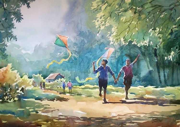 Indian Village Watercolor Paintings at PaintingValley.com | Explore ...