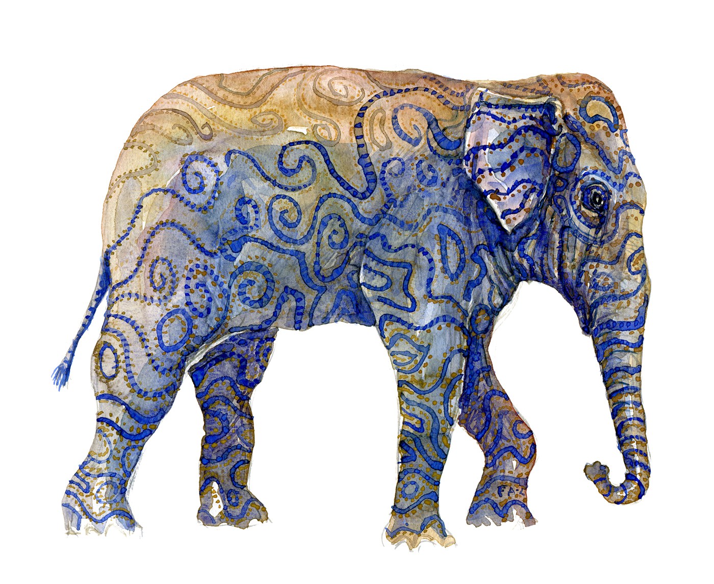 1400x1145 Indian Elephant Watercolor Frits Ahlefeldt Laurvig - Indian Watercolor