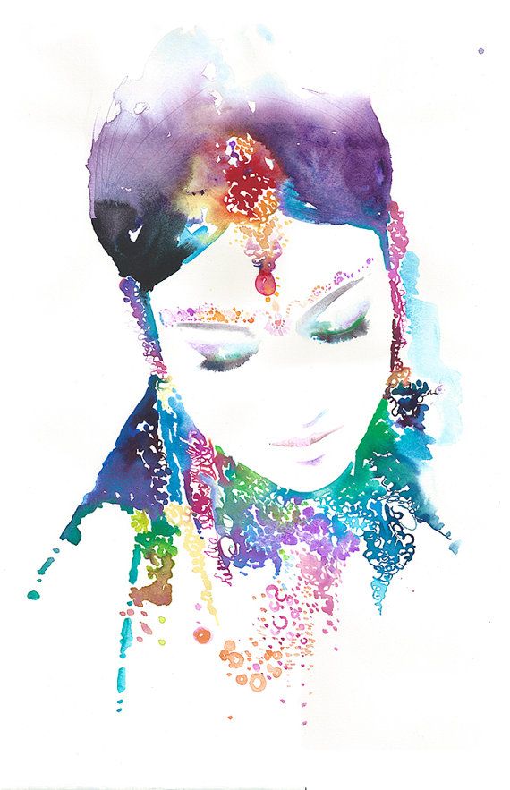 570x883 Print Of Indian Bride, Print Indian Lady, Indian Watercolor - Indian Watercolor