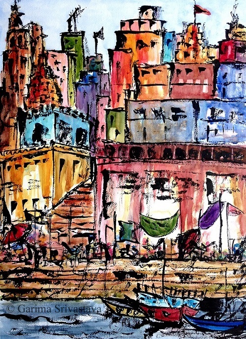 500x690 Watercolor Indian Landscape - Indian Watercolor