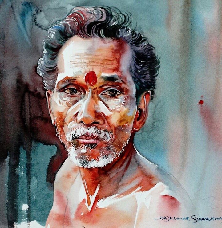 721x742 Watercolor Paintings Candidly Capture The Expressive Faces Of India - Indian Watercolor