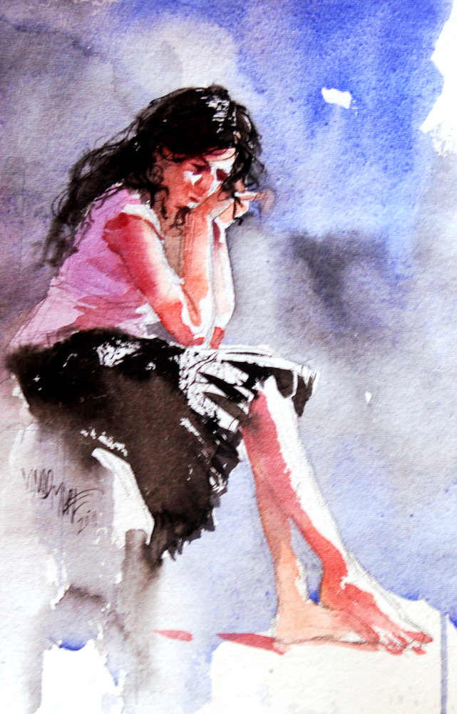 641x1000 Artists Of India Monsoon Moods Vinod More - Indian Watercolor