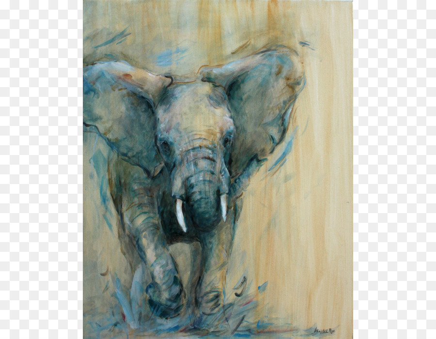 900x700 Indian Elephant African Elephant Watercolor Painting - Indian Watercolor Painting