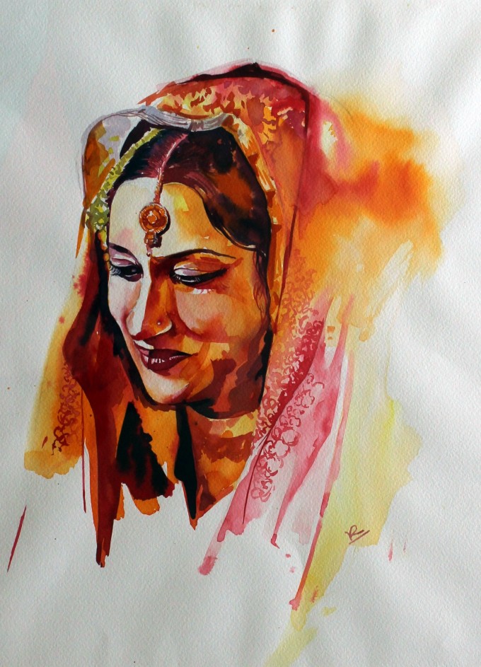 680x943 Watercolor Painting (Portrait) - Indian Watercolor Painting