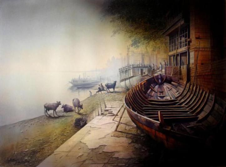722x533 Amit Bhar Indian Watercolor Paintings - Indian Watercolor Painting